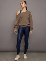 Off Shoulder Sweatshirt in French Terry - Caribou - Image 4