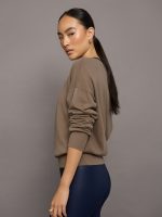 Off Shoulder Sweatshirt in French Terry - Caribou - Image 3