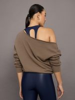Off Shoulder Sweatshirt in French Terry - Caribou - Image 5