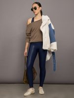 Off Shoulder Sweatshirt in French Terry - Caribou - Image 7