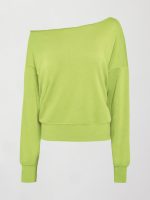 Off Shoulder Sweatshirt in French Terry - Acid Lime - Image 7