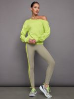 Off Shoulder Sweatshirt in French Terry - Acid Lime - Image 6
