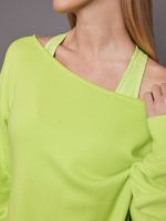 Off Shoulder Sweatshirt in French Terry - Acid Lime - Image 5