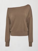 Off Shoulder Sweatshirt in French Terry - Caribou - Image 8