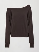 Off Shoulder Sweatshirt in French Terry - Dark Oak - Image 7