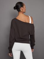 Off Shoulder Sweatshirt in French Terry - Dark Oak - Image 3
