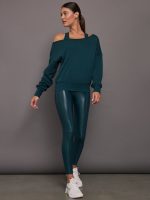 Off Shoulder Sweatshirt in French Terry - Ponderosa Pine - Image 8