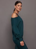 Off Shoulder Sweatshirt in French Terry - Ponderosa Pine - Image 12