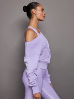 Off Shoulder Sweatshirt in French Terry - Sweet Lavender - Image 5