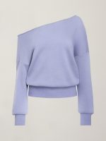 Off Shoulder Sweatshirt in French Terry - Sweet Lavender - Image 7