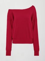 Off Shoulder Sweatshirt in French Terry - Crimson Red - Image 7