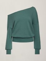 Off Shoulder Sweatshirt in French Terry - Silverpine Heather - Image 7