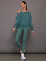 Off Shoulder Sweatshirt in French Terry - Silverpine Heather - Image 3