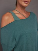 Off Shoulder Sweatshirt in French Terry - Silverpine Heather - Image 5