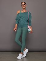 Off Shoulder Sweatshirt in French Terry - Silverpine Heather - Image 6