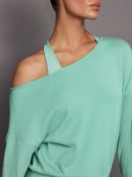 Off Shoulder Sweatshirt in French Terry - Wasabi - Image 5
