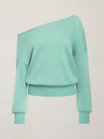 Off Shoulder Sweatshirt in French Terry - Wasabi - Image 7