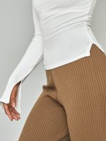 Split Sleeve Square Neck Top - White - Image 3