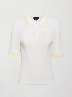 Short Sleeve Collared Tennis Top - White / Pastel Yellow - Image 8