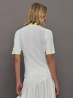 Short Sleeve Collared Tennis Top - White / Pastel Yellow - Image 6