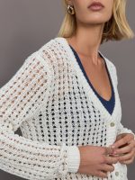 Open Knit Cardigan - White - Image 4