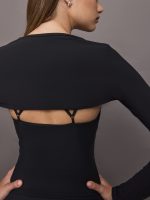 Long Sleeve Active Shrug in Melt - Black - Image 7