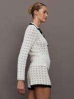 Crochet Long Sleeve Polo Top - Ivory - Image 4