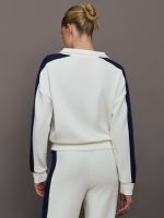 Half Zip With Contrast Stripe in Scuba - Ivory - Image 5