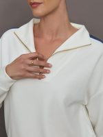 Half Zip With Contrast Stripe in Scuba - Ivory - Image 6