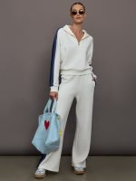 Half Zip With Contrast Stripe in Scuba - Ivory - Image 7