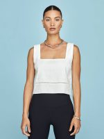 Linen Square Neck Tank - Cream