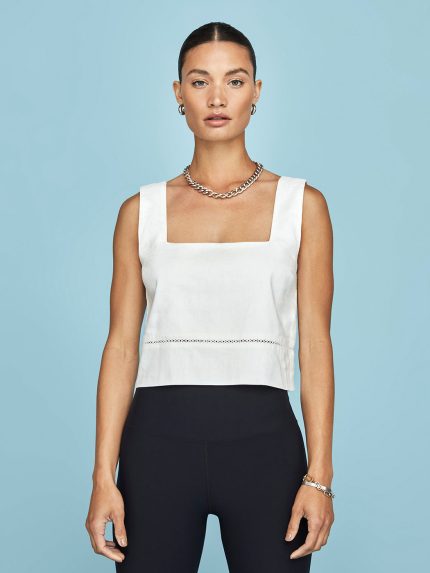 Linen Square Neck Tank - Cream