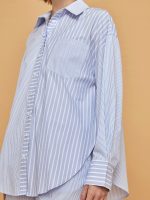 Boyfriend Button Up - Navy Stripe - Image 10