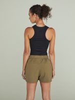 High Neck Ribbed Tank - Black - Image 7