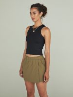 High Neck Ribbed Tank - Black - Image 6