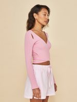 Long Sleeve Cut Out Wrap Top - Confetto - Image 8