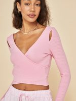 Long Sleeve Cut Out Wrap Top - Confetto - Image 4