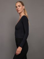 Long Sleeve Wrap Top in Melt - Black - Image 3