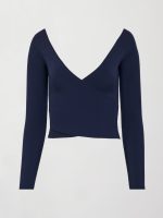 Long Sleeve Wrap Top in Melt - Navy - Image 5