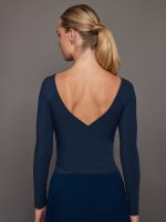 Long Sleeve Wrap Top in Melt - Navy - Image 4