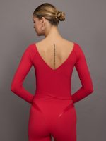 Long Sleeve Wrap Top in Melt - Crimson Red - Image 3