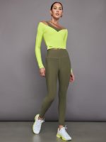 Long Sleeve Wrap Top in Melt - Acid Lime - Image 6