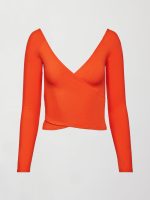 Long Sleeve Wrap Top in Melt - Orange - Image 7