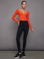 Long Sleeve Wrap Top in Melt - Orange - Image 6