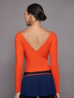 Long Sleeve Wrap Top in Melt - Orange - Image 3