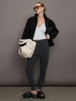 Long Sleeve Wrap Top in Ribbed Jersey - White - Image 7