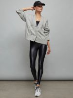 Chunky Button-Front Cardigan - Heather Grey - Image 5