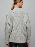 Chunky Button-Front Cardigan - Heather Grey - Image 4