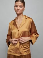 Satin Short Sleeve Resort Top - Rust
