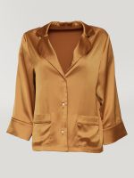 Satin Short Sleeve Resort Top - Rust - Image 5